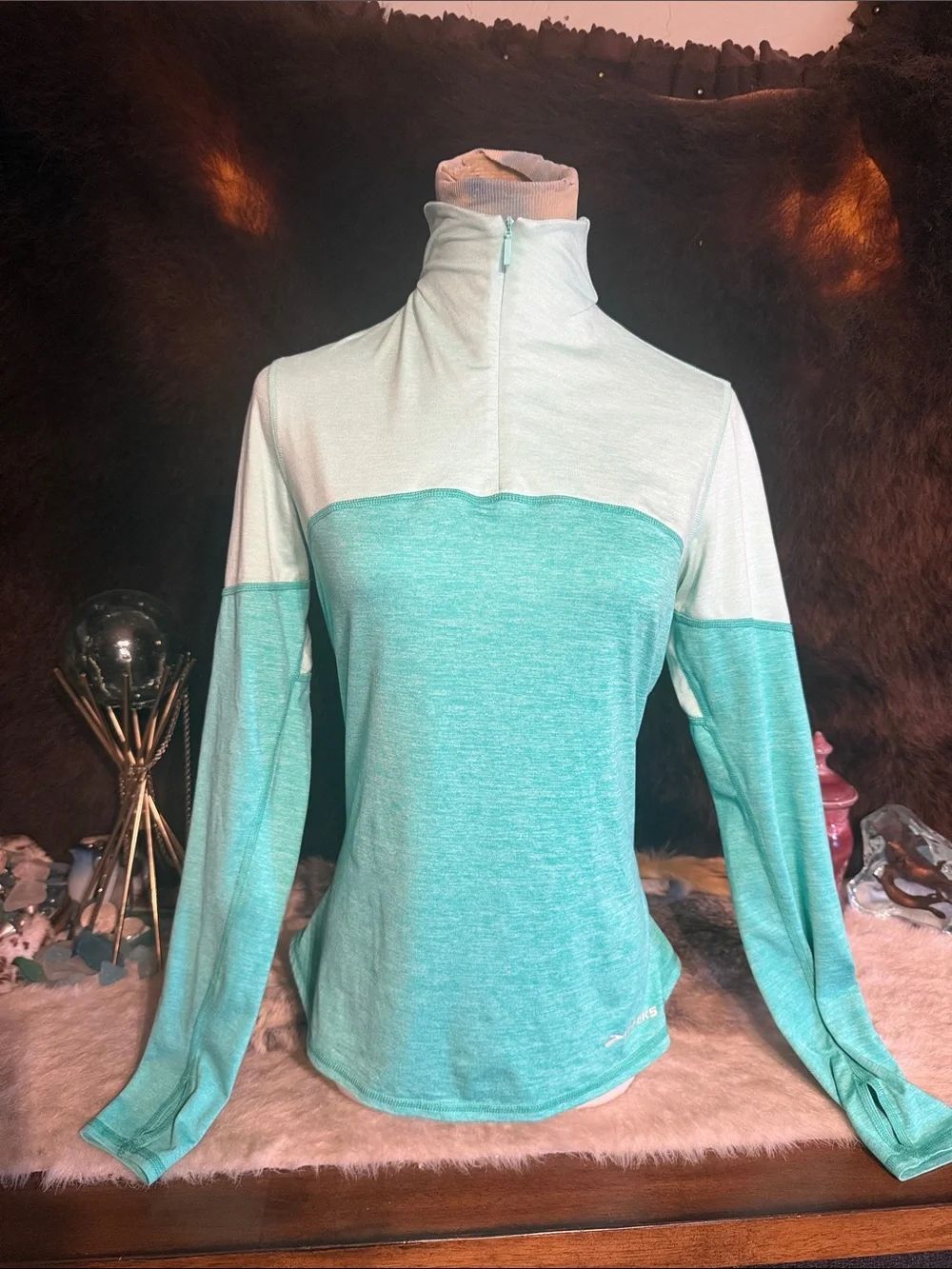 Brooks Mint and green Quarter-Zip Performance Pullover S (4550)